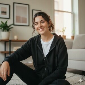 Fabletics Black Full Zip‎ Hoodie Thumbholes Athleisure Casual - Size S